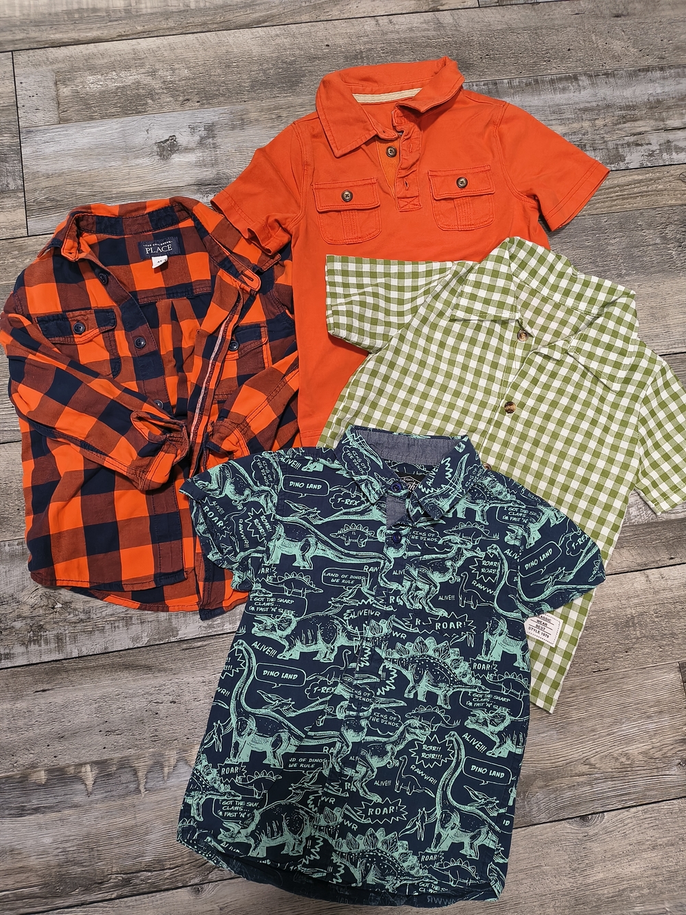 The Children's Place Orange, Navy, Green & Teal Kids Shirt Set